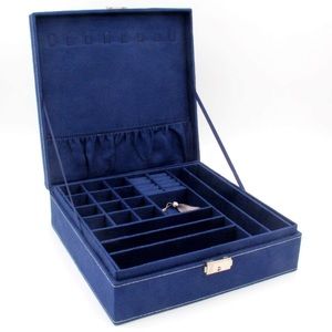 Two-Layer Jewelry Box Organizer Display Storage case with Lock